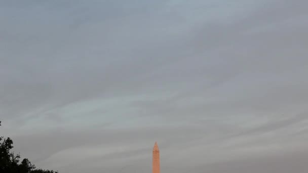 Washington Monument Och Reflekterande Pool Luta Ner — Stockvideo