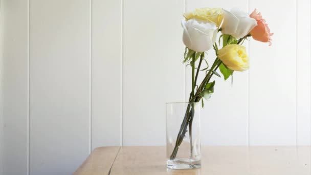 バラの花瓶の萎れの動きを止める — ストック動画