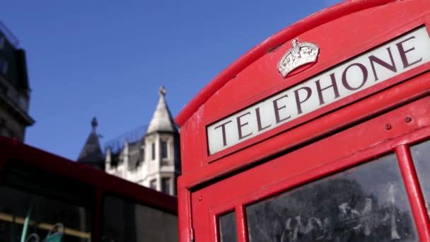 Primer Plano Cabina Telefónica Roja Londres — Vídeo de stock