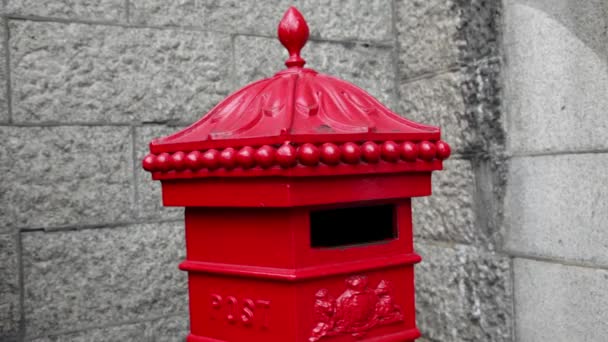 Person Putting Postcard Post Box London — Stock Video
