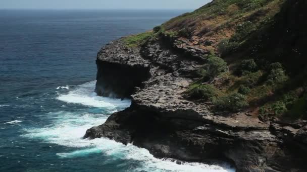 夏威夷考艾岛岩石海岸线的景色 — 图库视频影像