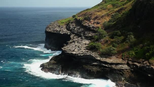 Vista Panoramica Della Costa Rocciosa Kauai Hawaii — Video Stock