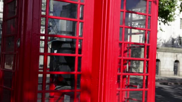 Close Red Telephone Boxes London — Stock Video