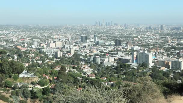 Μακρινή Θέα Στο Κέντρο Της Πόλης Los Angeles County Καλιφόρνια — Αρχείο Βίντεο