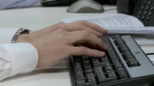 Two Businessmen Using Computer Keyboards — Stock Video