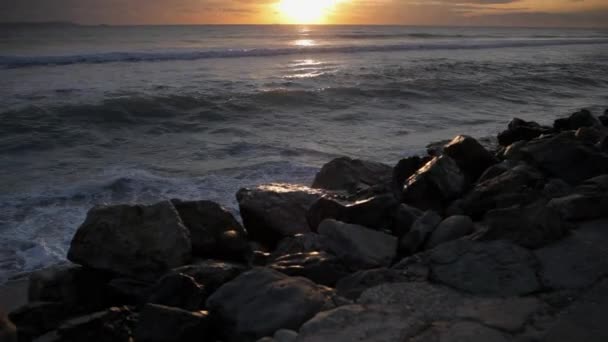 日落时的海景景观 西班牙塔里法 — 图库视频影像