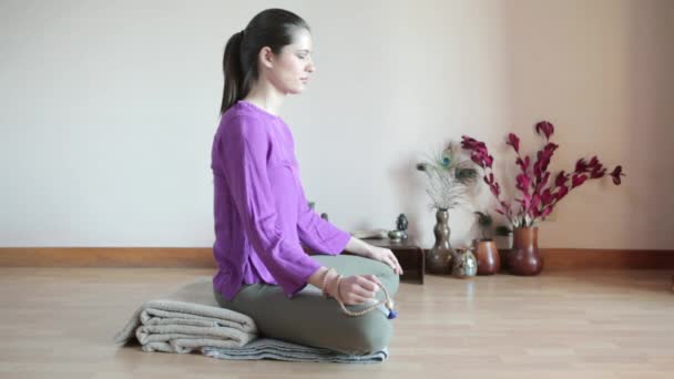 Mulheres Meditando Pernas Cruzadas — Vídeo de Stock