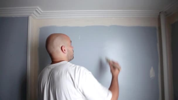Vue Arrière Mur Peinture Homme — Video