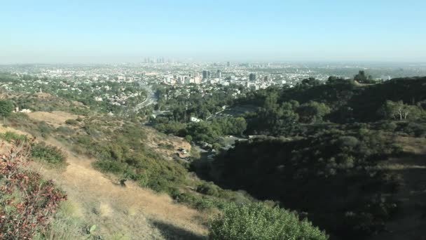 Distant View Hollywood Hills Downtown Los Angeles County California Usa — Stock Video