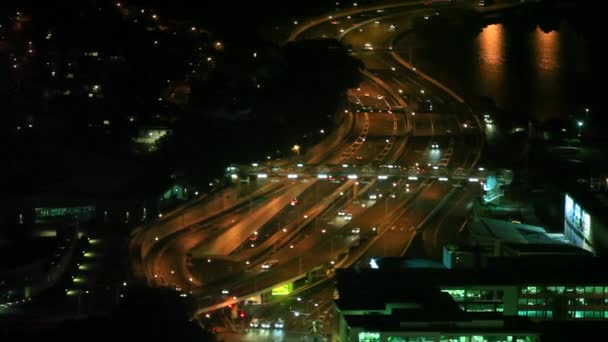 Ώρα Λήξη Στιγμιότυπο Της Κυκλοφορίας Στους Δρόμους Νύχτα Ώκλαντ Νέα — Αρχείο Βίντεο