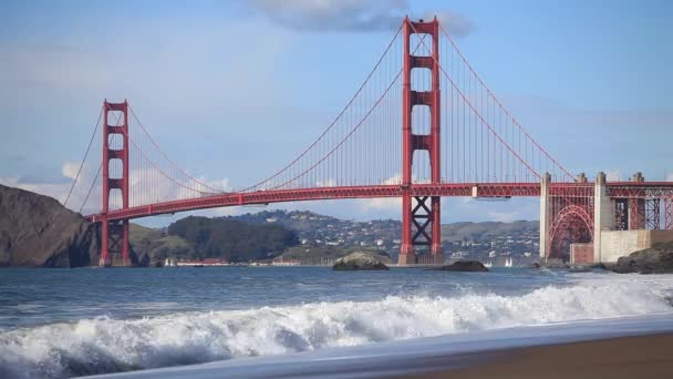 Golden Gate Bridge Onde San Francisco Bay California Stati Uniti — Video Stock