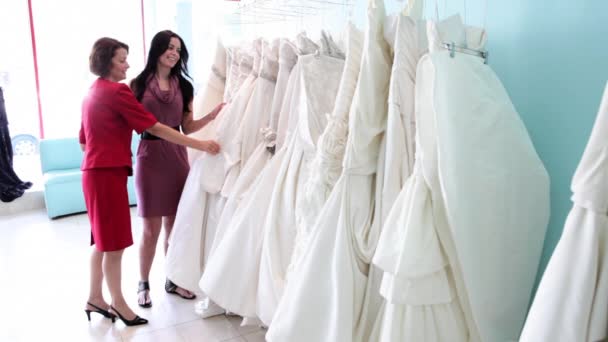 Mother Daughter Looking Wedding Dresses — Stock Video