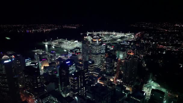 High Angle Night Cityscape Auckland New Zealand — Stock Video