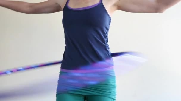 Woman Doing Pilates Plastic Hoop — Stock Video