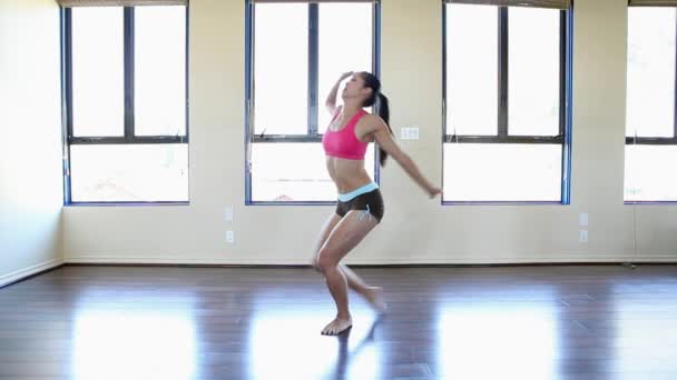 Γυναίκα Που Χορεύει Σχολή Χορού — Αρχείο Βίντεο