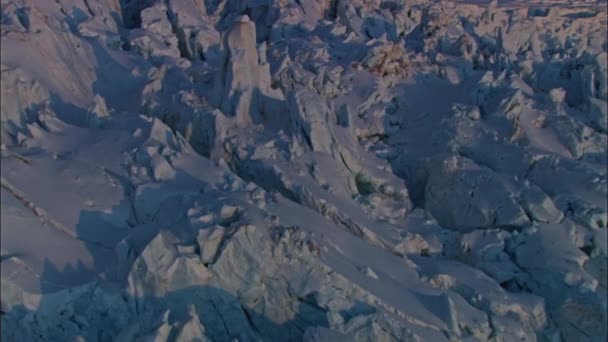 Luchtfoto Van Gletsjer Bij Zonsopgang Zuid Georgia Antarctica — Stockvideo