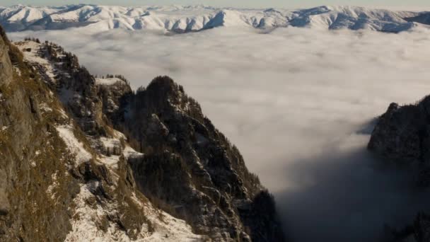 Aerial View Clouds Mountains Time Lapse — Stock Video