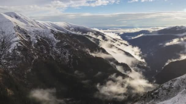 Aerial View Mountains Sunset Time Lapse — Stock Video