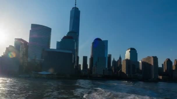 Stadtbild Von Manhattan Bei Sonnenuntergang Zeitraffer — Stockvideo