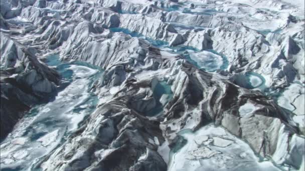 Flygfoto Över Glaciären Vid Soluppgången — Stockvideo