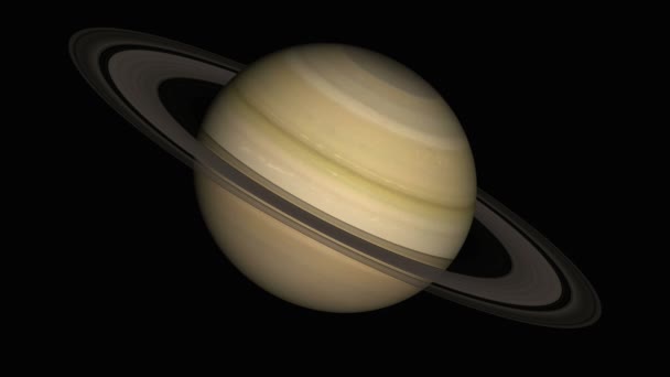 Planeta Saturno Animación Sobre Fondo Negro — Vídeo de stock