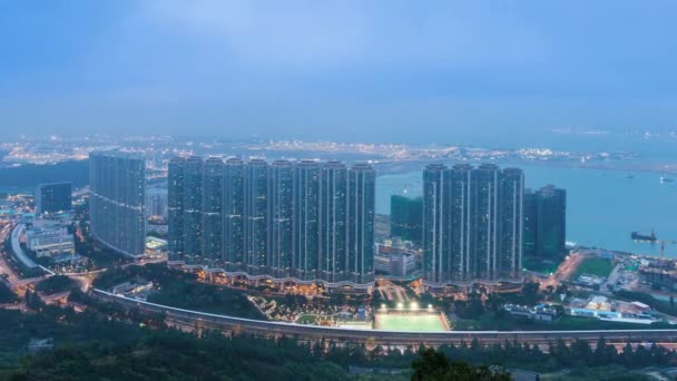 Vedere Aeriană Tung Chung Apartamente Timp Lapse Hong Kong China — Videoclip de stoc