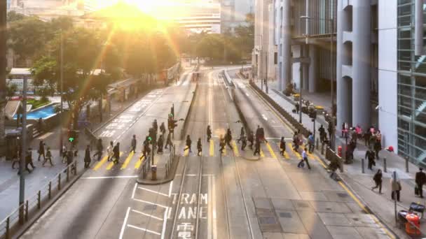 Timelapse Ludzi Autobusów Ulicy Miejskiej Hong Kong Chiny — Wideo stockowe
