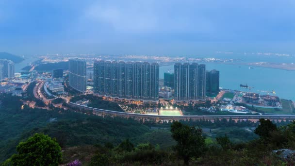 Letecký Pohled Tung Chung Bytů Hong Kong Čína Časová Prodleva — Stock video