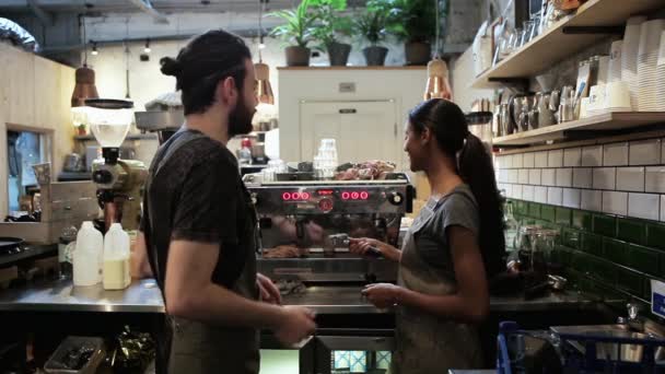 Baristas Coffee Shop — Stock Video