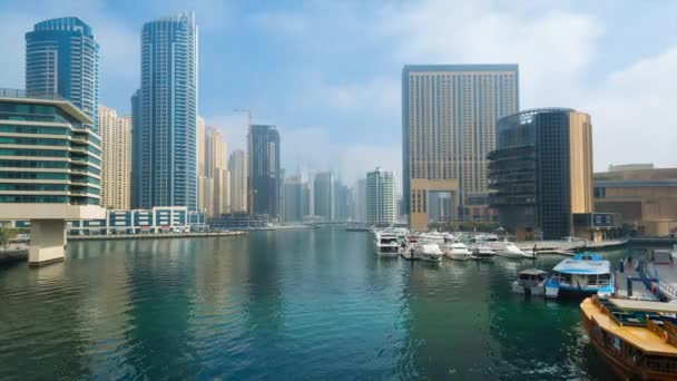 Stadtbild Mit Dubai Yachthafen Zeitraffer — Stockvideo
