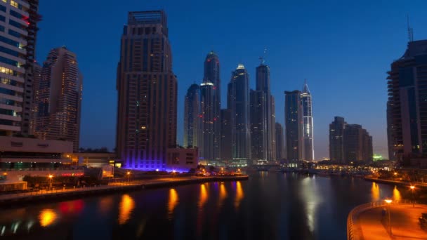 Stadtbild Mit Dubaihafen Zeitraffer Der Nacht — Stockvideo