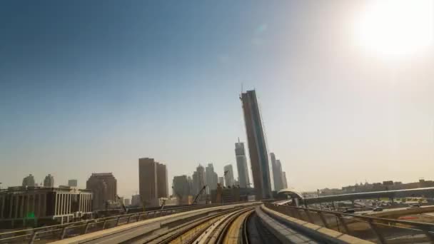 Modern Stad Sett Från Tåg Inb Tid Förflutit Dubai Förenade — Stockvideo