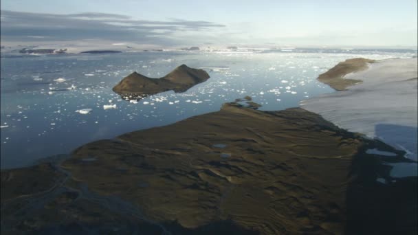 Vista Aérea Témpanos Hielo Agua Antártida — Vídeos de Stock