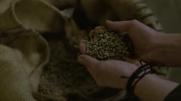 Tutup Man Mengambil Biji Kopi — Stok Video