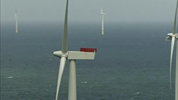 Vista Aérea Parque Eólico Walney Offshore Durante Dia — Vídeo de Stock