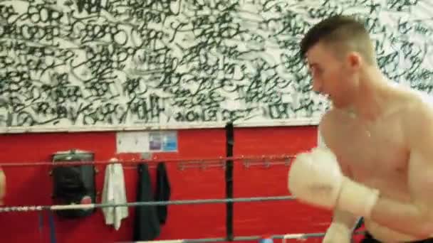 Deux Jeunes Boxeurs Battant Sur Ring — Video