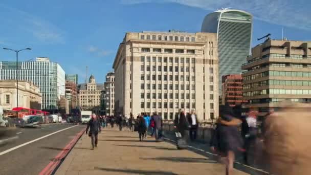 Rush Hour Brug Tijd Komen Vervallen London Verenigd Koninkrijk — Stockvideo