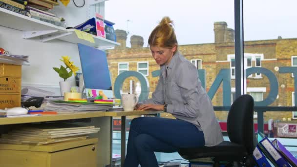 Mujer Escribiendo Usando Computadora — Vídeos de Stock