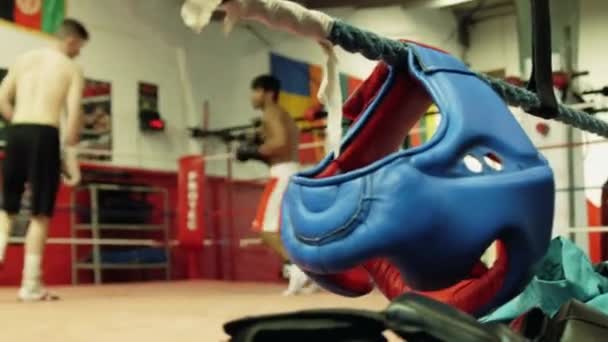 Close Chapéus Boxe Boxers Segundo Plano — Vídeo de Stock