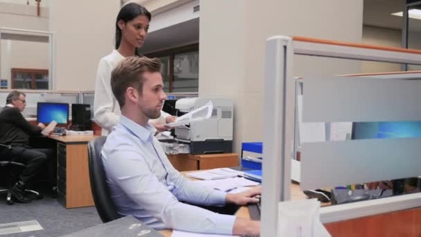 Colleagues Analyzing Documents Office — Stock Video