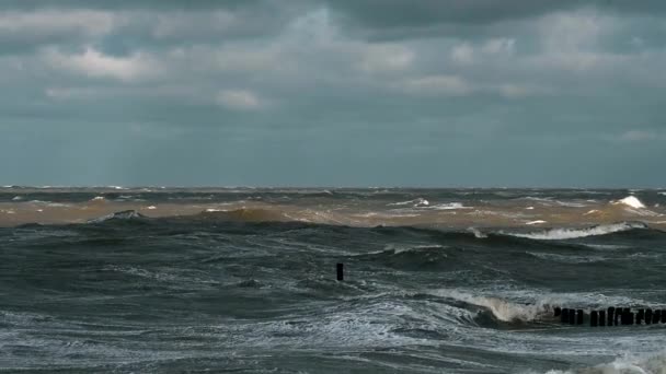 Paisaje Marino Durante Tormenta Cámara Lenta — Vídeo de stock