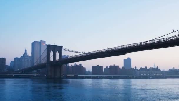 曼哈顿与布鲁克林大桥 纽约市 时间推移 — 图库视频影像