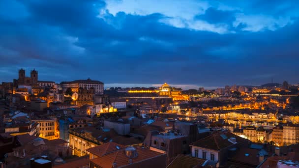 Cityscape Nehir Porto Portekiz Zaman Atlamalı — Stok video