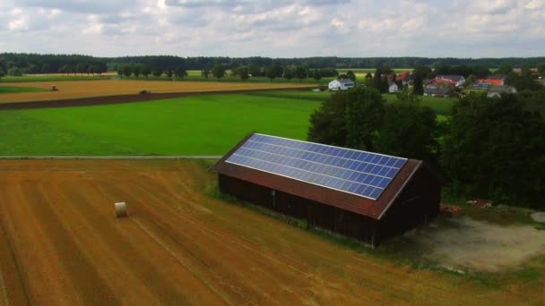 Vue Aérienne Des Balles Foin Dans Les Champs — Video