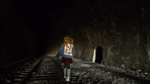 ギルは トンネルを歩い — ストック動画