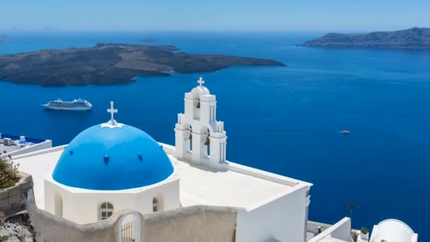 Iglesia Sobre Mar Santorini Grecia — Vídeo de stock