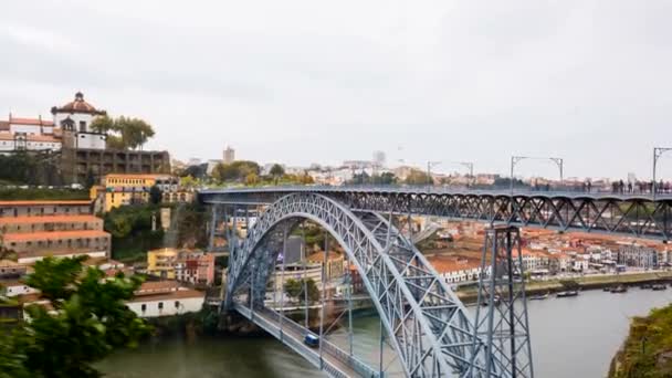 Dom Luis Die Brug Stad Porto Portugal — Stockvideo