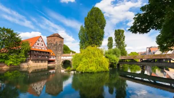 Óváros Folyó Idő Telik Nürnberg Németország — Stock videók