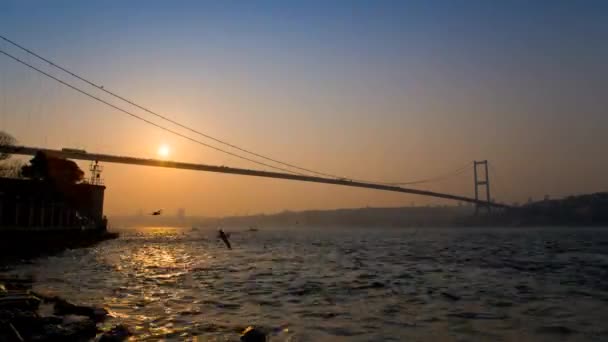 Γέφυρα Βοσπόρου Κατά Ηλιοβασίλεμα Τιμα Λήξη Κωνσταντινούπολη Τουρκία — Αρχείο Βίντεο