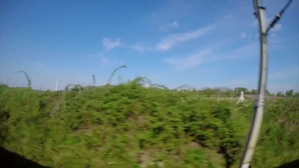 Paisaje Rural Con Campos Verdes Durante Día — Vídeos de Stock